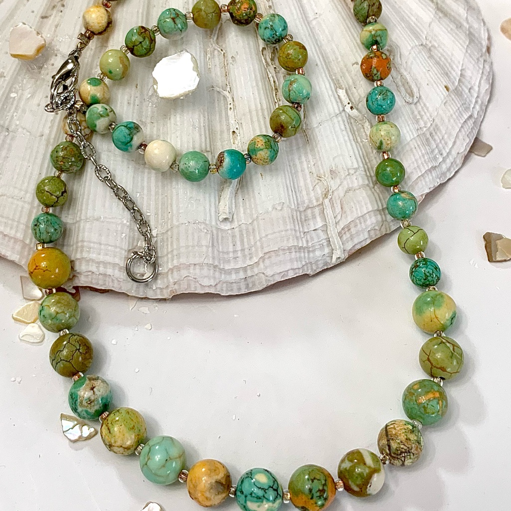 Colorful Boulder Rock Graduated Bead Necklace
